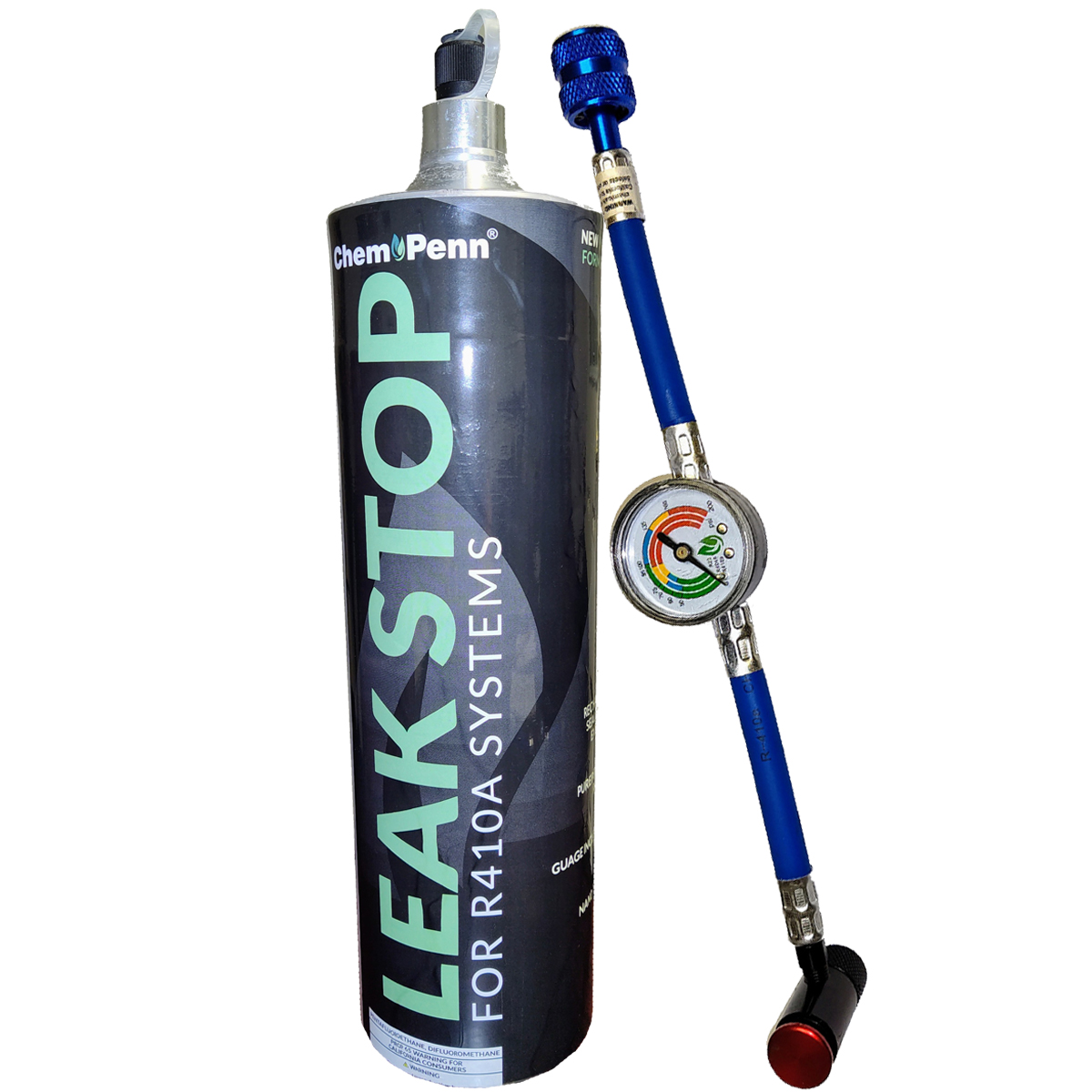 Leak Stop Freon R410A Refrigerant 28.2oz Disposable One Step Can With Gauge & Hose 1/4